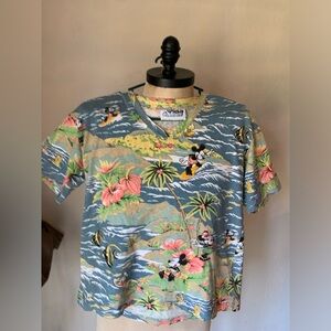 Disney VINTAGE MICKEY MOUSE HAWAIIAN V-NECK SHIRT BY JERRY LEIGH